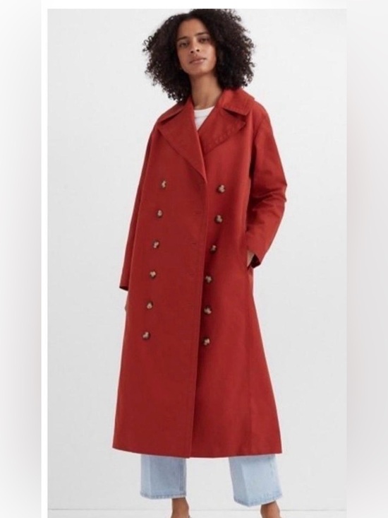Club Monaco Jackets & Blazers - Club Monaco Double-Breasted Brick-Red Trench Coat